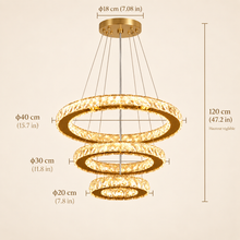 Soléa – Lustre cristal 3 anneaux