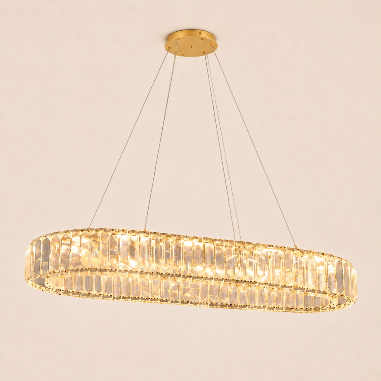 Luméa – Lustre LED ovale en cristal