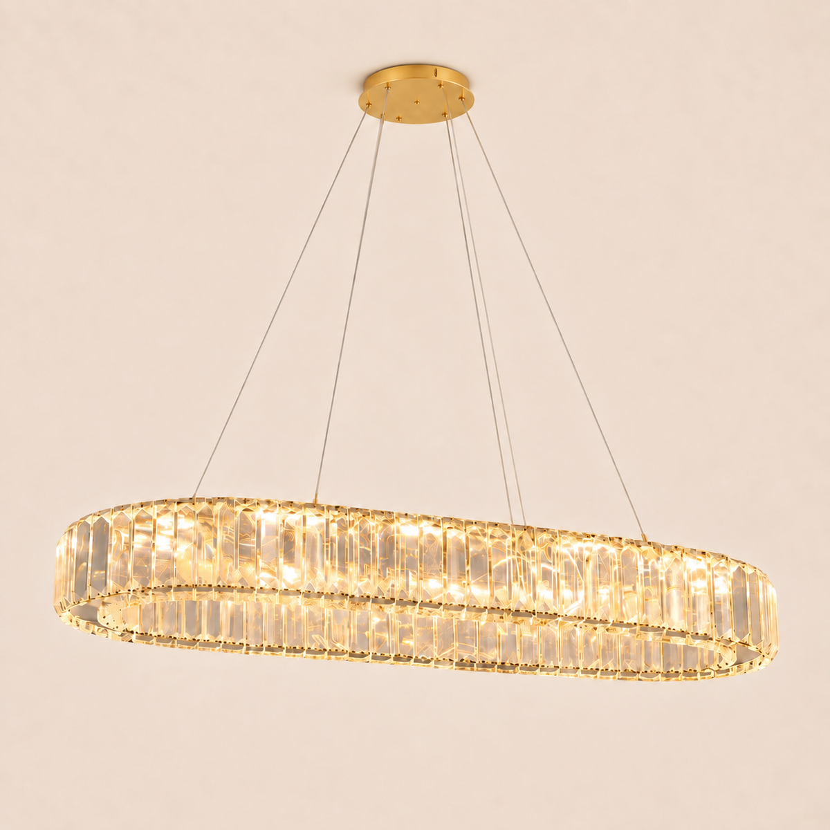 Luméa – Lustre LED ovale en cristal