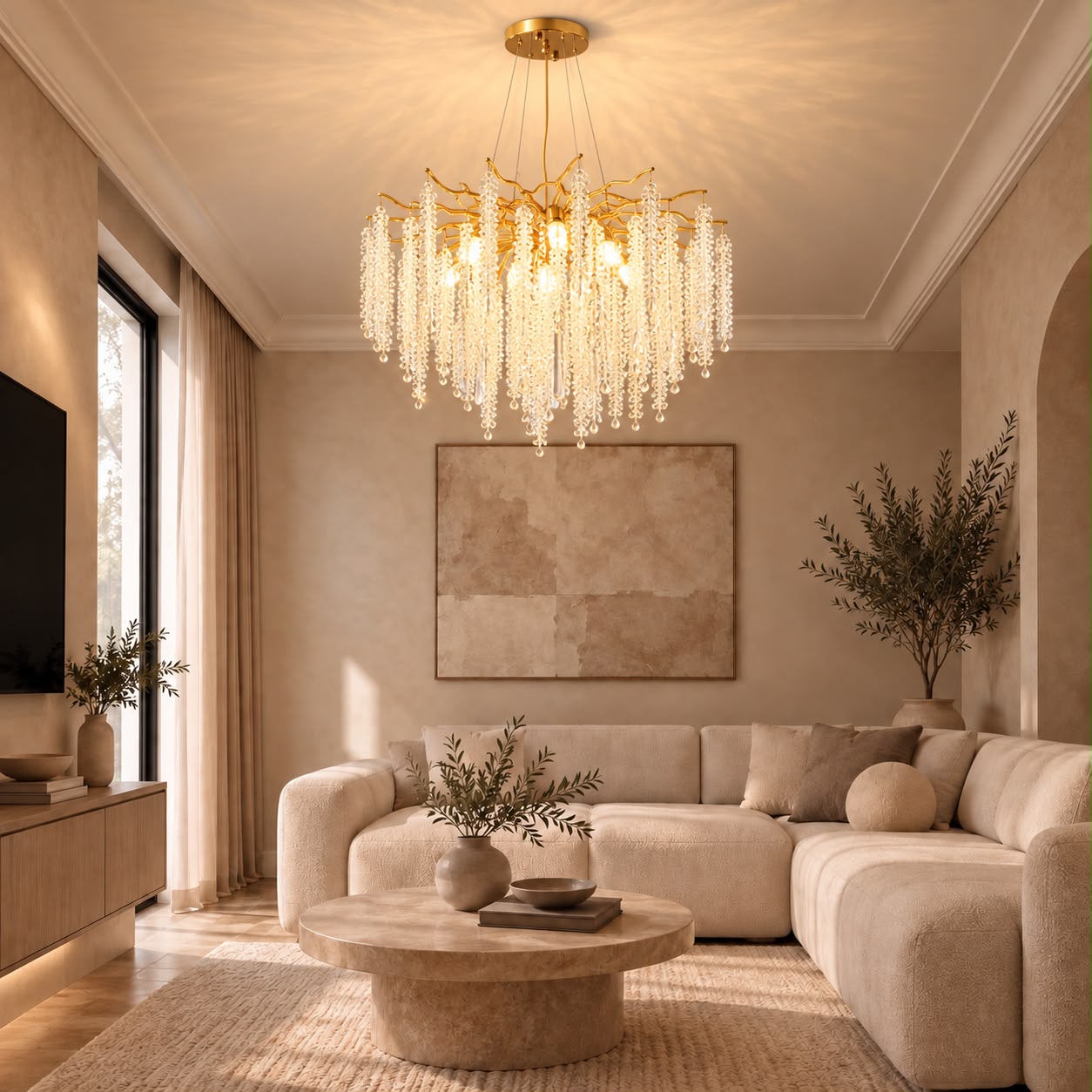 Sélyra – Lustre cascade en cristal