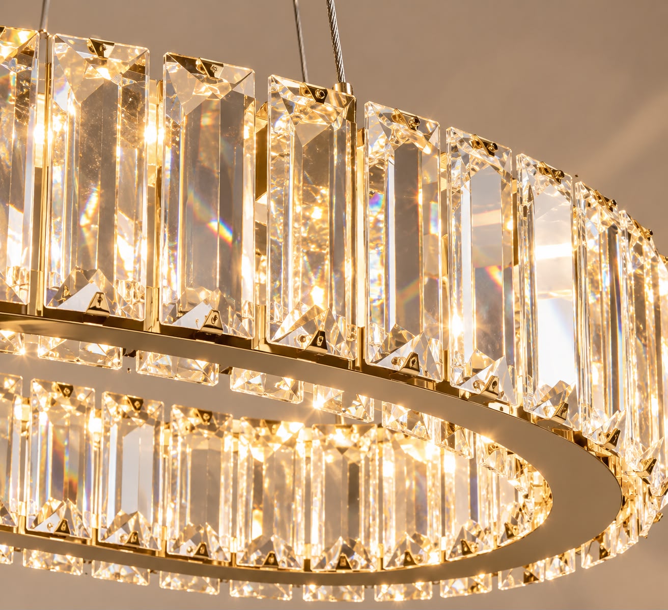Luméa – Lustre LED ovale en cristal