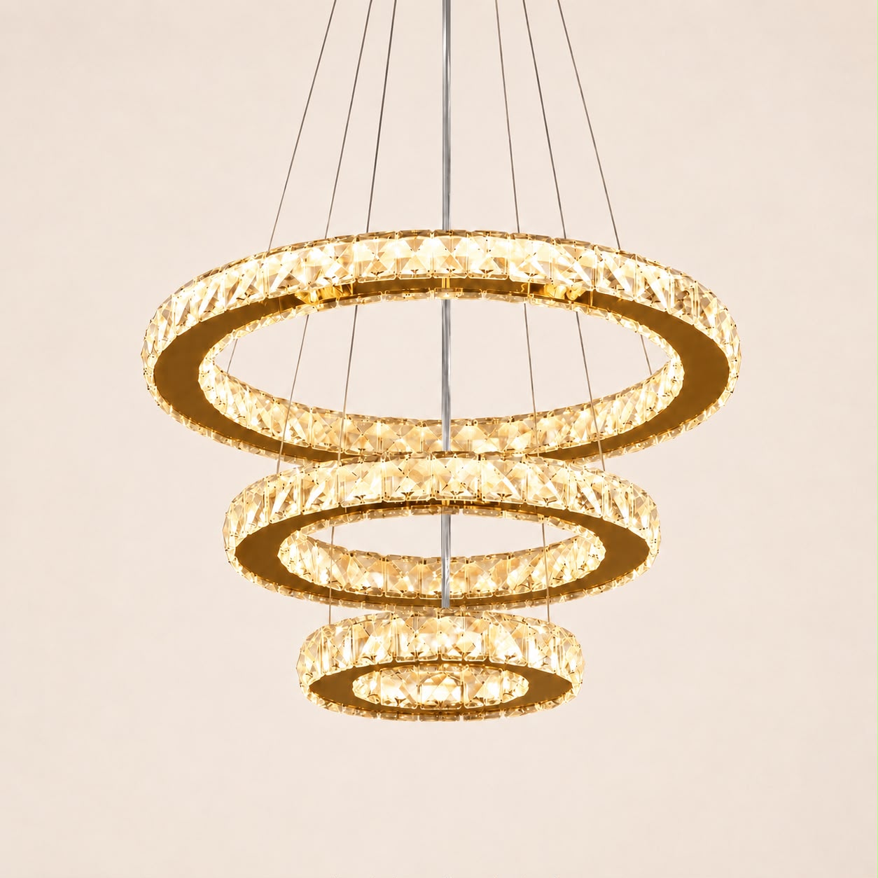 Soléa – Lustre cristal 3 anneaux
