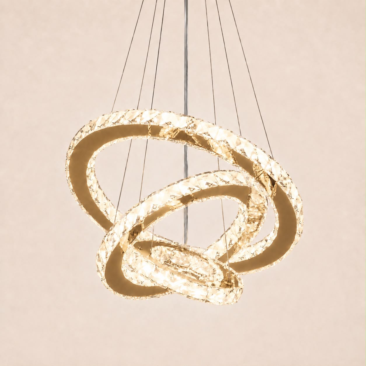 Soléa – Lustre cristal 3 anneaux