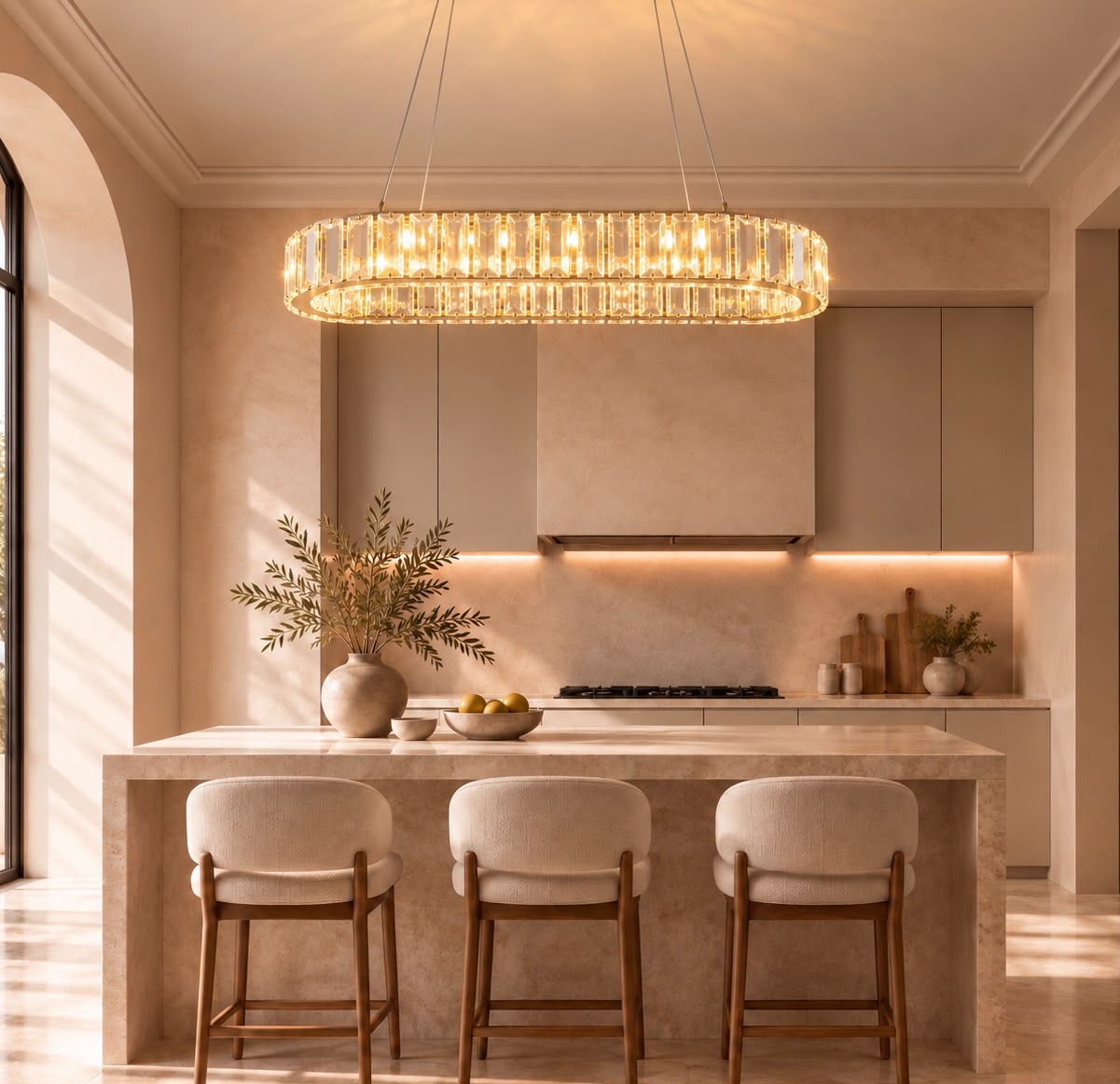 Luméa – Lustre LED ovale en cristal