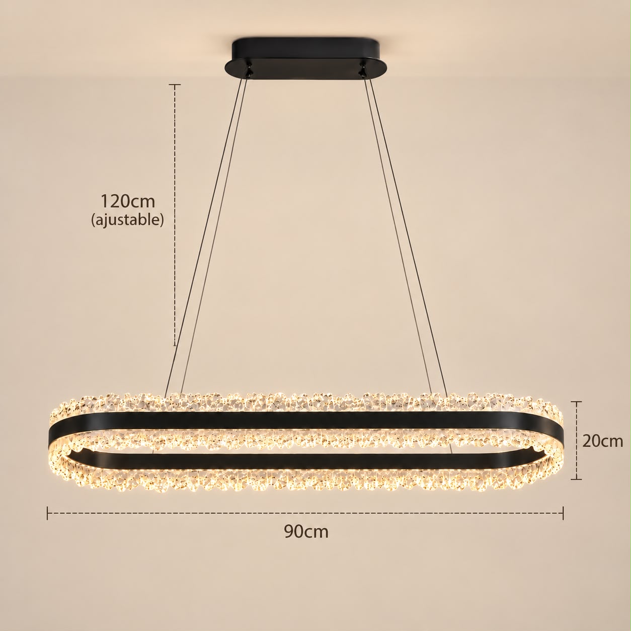 Sélor – Suspension ovale en cristal