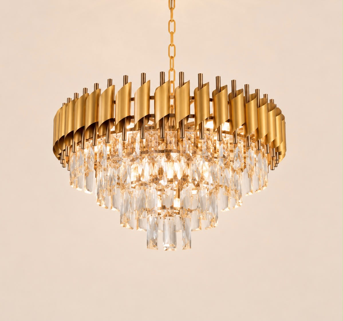 Calysta – Lustre en cristal doré