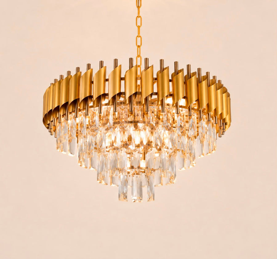Calysta – Lustre en cristal doré