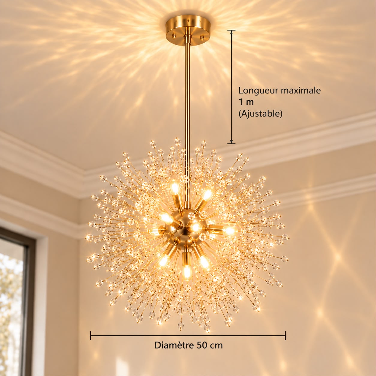 Nélys – Lustre sculptural en cristal