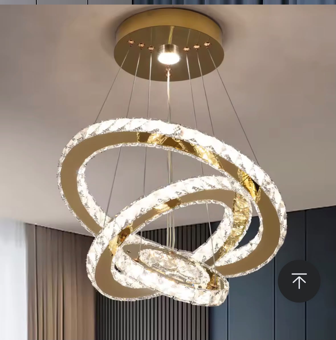 Soléa – Lustre cristal 3 anneaux