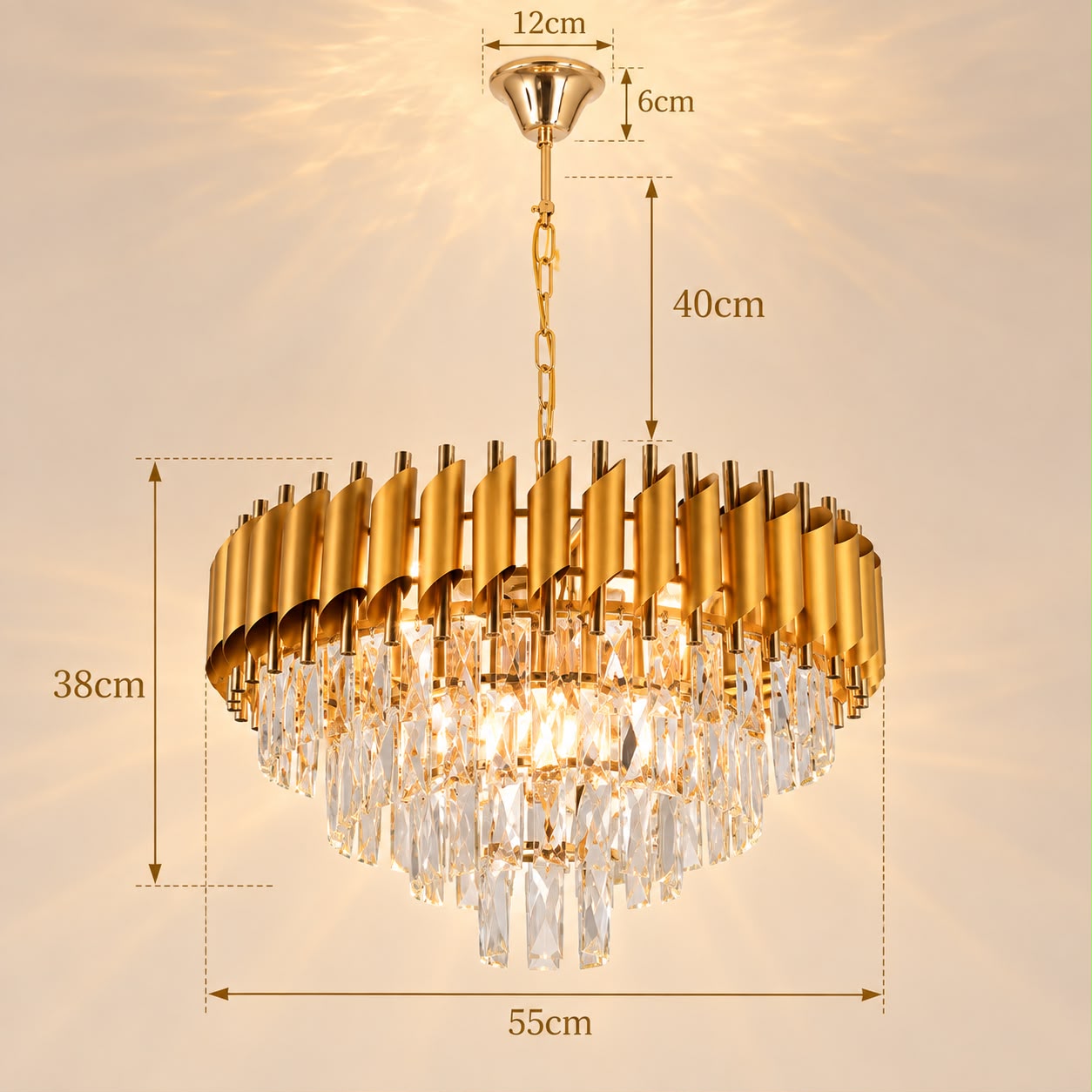 Calysta – Lustre en cristal doré