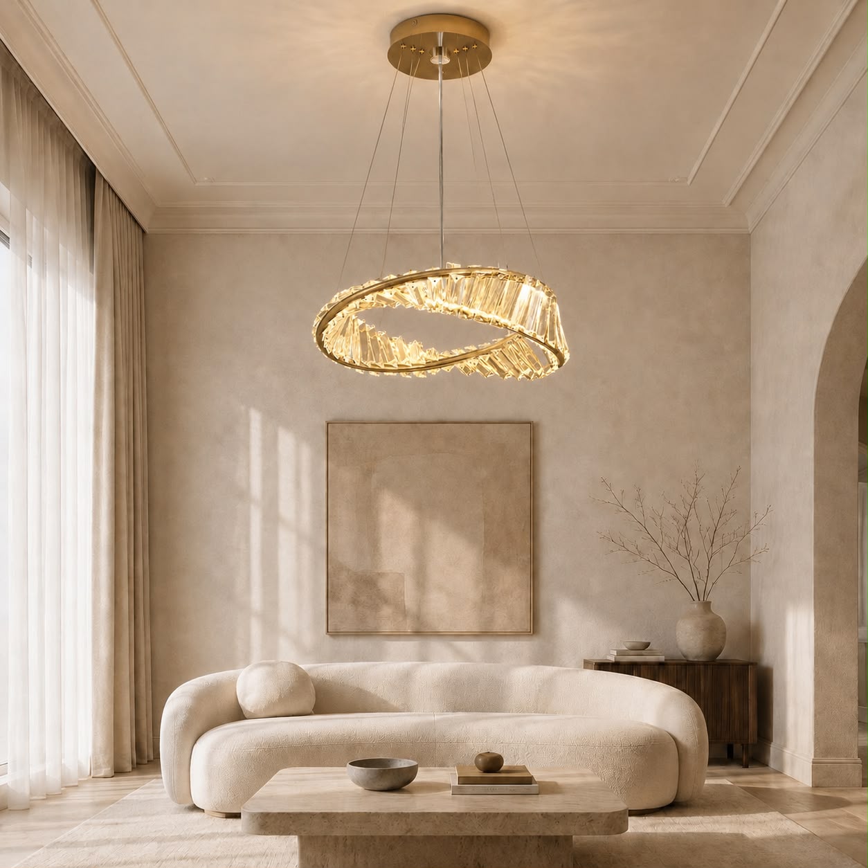 Elyra – Suspension LED en cristal torsadé