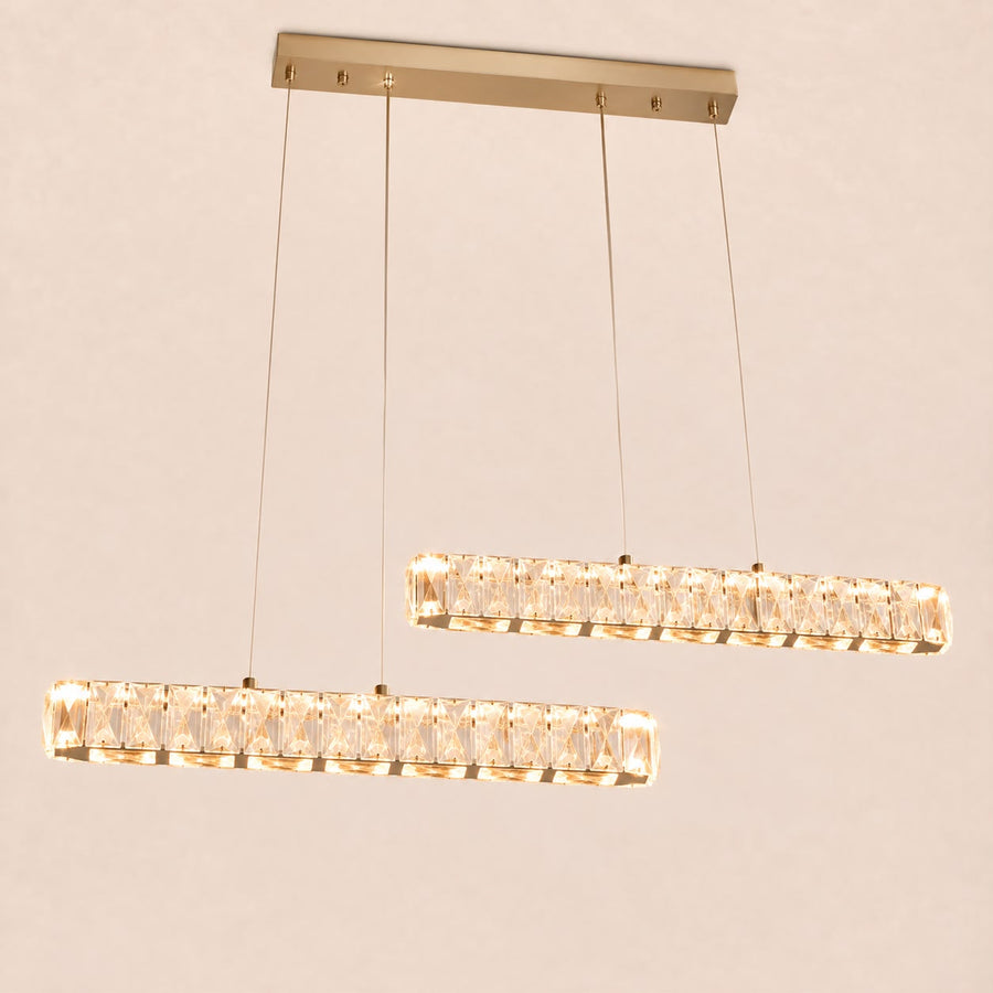 Néora – Suspension LED double barre en cristal